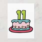 11 jaar oude Birthday Cake Briefkaart (Voorkant)