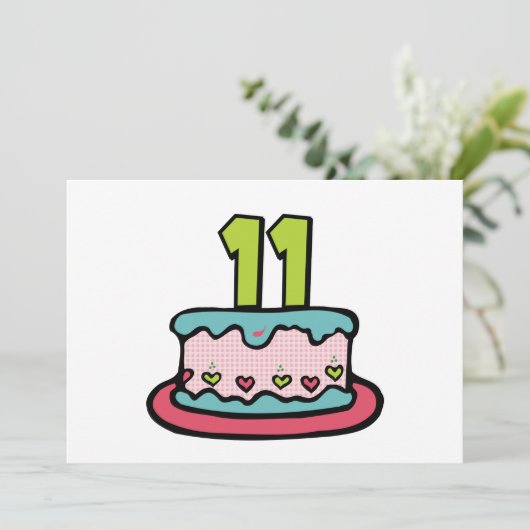 11 jaar oude Birthday Cake Kaart (Staand voorkant)