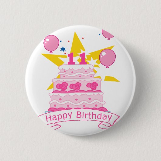 11 jaar oude Birthday Cake Ronde Button 5,7 Cm (Voorkant)