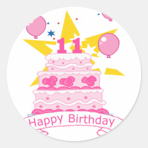 11 jaar oude Birthday Cake Ronde Sticker