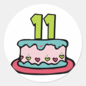 11 jaar oude Birthday Cake Ronde Sticker (Voorkant)