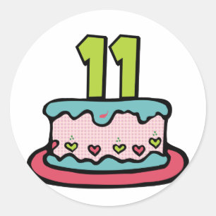 11 jaar oude Birthday Cake Ronde Sticker