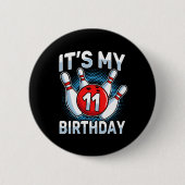 11 jaar oude bowling 11e verjaardagsfeestje jongen ronde button 5,7 cm (Voorkant)
