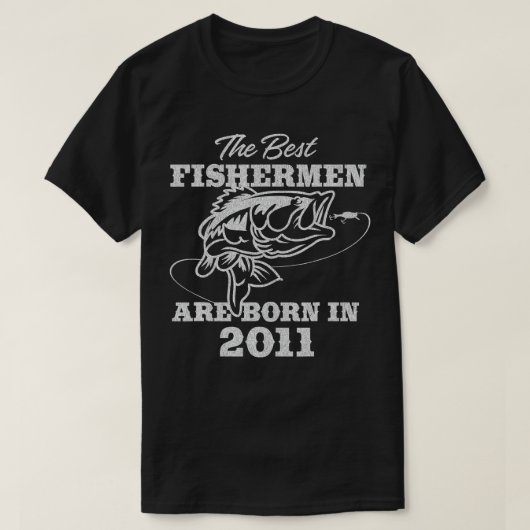 11 jaar Oude Fisherman_ Vissen 2011 11e verjaardag T-shirt (Design voorkant)