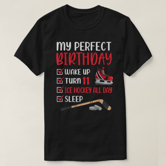 11 jaar oude ijskap-hockey-wedstrijd 11th Boy Bda T-shirt (Design voorkant)