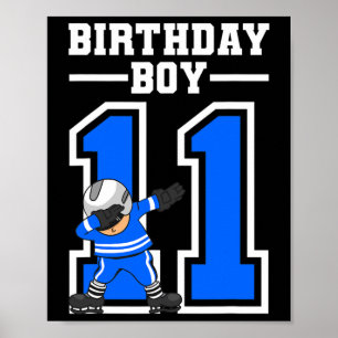 11 jaar oude jongen Ice Hockey Player 11th Birthda Poster