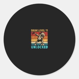 11 Jaar Oude Verjaardag Dabbing Boy Bruh 11e Level Ronde Sticker