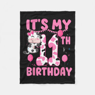 11 Jaar Oude Verjaardag Meisje 11e Verjaardag Koe  Fleece Deken