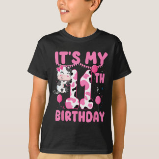 11 Jaar Oude Verjaardag Meisje 11e Verjaardag Koe  T-shirt