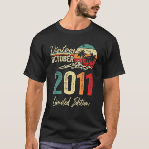 11 jaar oude Vintage oktober 2011 11e verjaardag T-shirt