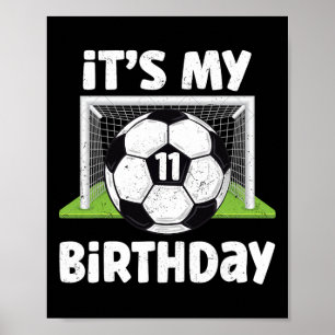11 Jaar Oude Voetbal 11e Verjaardag Speler Kindere Poster