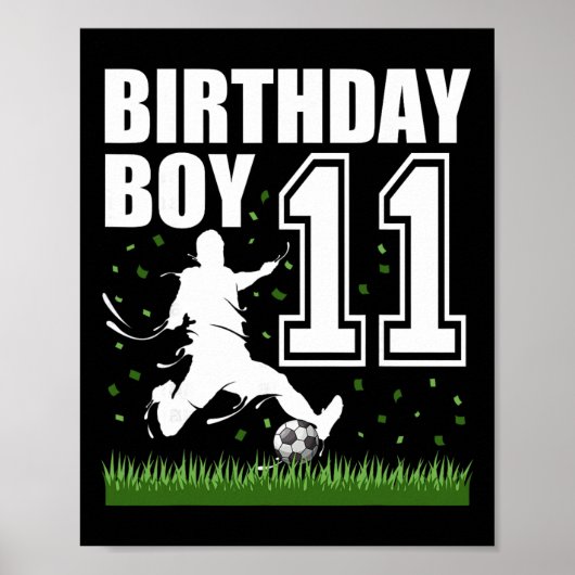 11 Jaar Oude Voetbal Verjaardagsfeest Thema 11e Ca Poster (Voorkant)