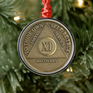11 jaar Sober Jubileum Medallion Metalen Ornament
