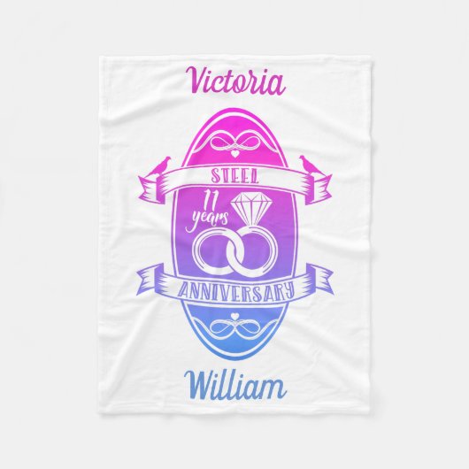 11 jaar traditioneel Staal 11e trouwdag Fleece Deken (Voorkant)