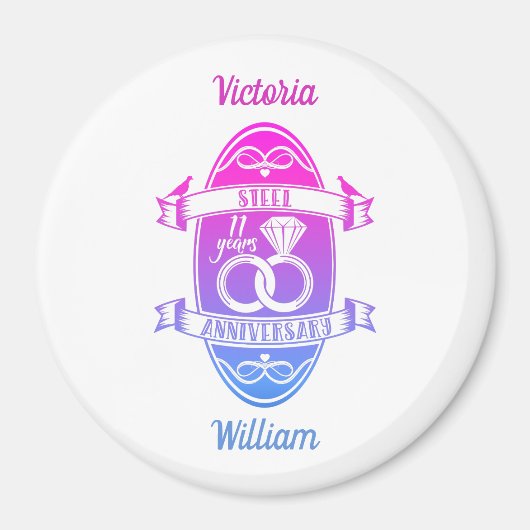 11 jaar traditioneel Staal 11e trouwdag Magneet (Voorkant)