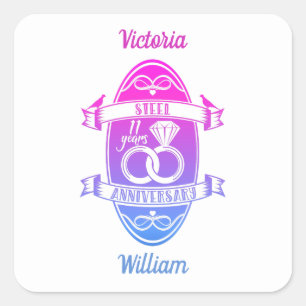 11 jaar traditioneel Staal 11e trouwdag Vierkante Sticker