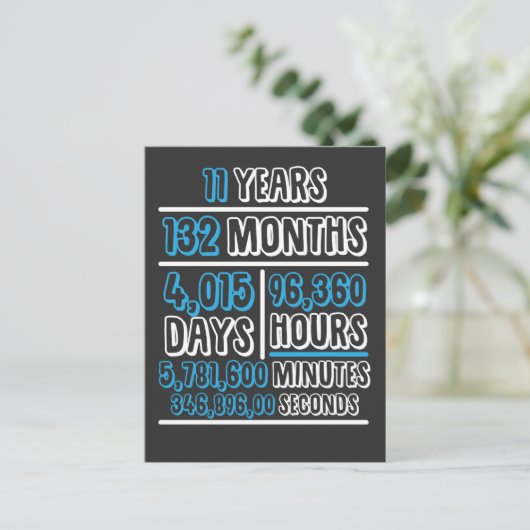 11 jaar verjaardag Berekening Verjaardag Briefkaart (Staand voorkant)