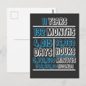 11 jaar verjaardagsdagsberekening briefkaart (Voorkant / Achterkant)