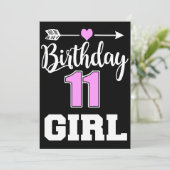 11-jarig meisje verjaart t t-shirts aankondiging (Staand voorkant)