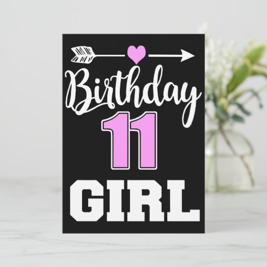 11-jarig meisje verjaart t t-shirts aankondiging (Staand voorkant)