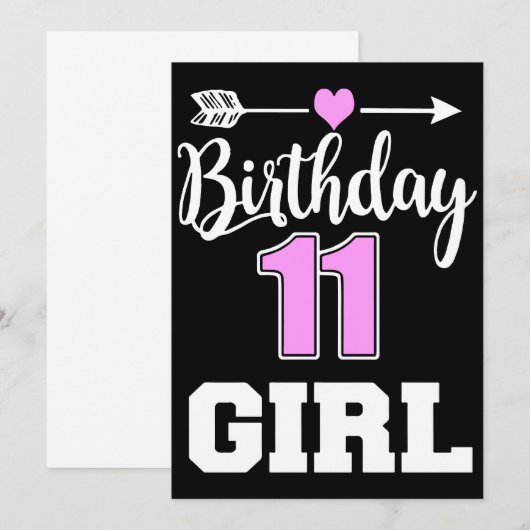 11-jarig meisje verjaart t t-shirts aankondiging (Voorkant / Achterkant)