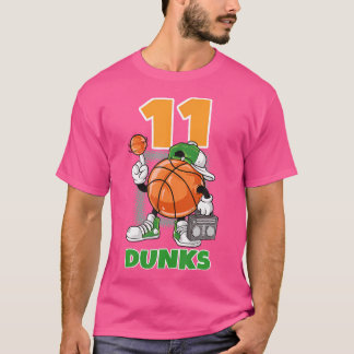 11-jarige 11e verjaardag jongen en meisje basketba t-shirt