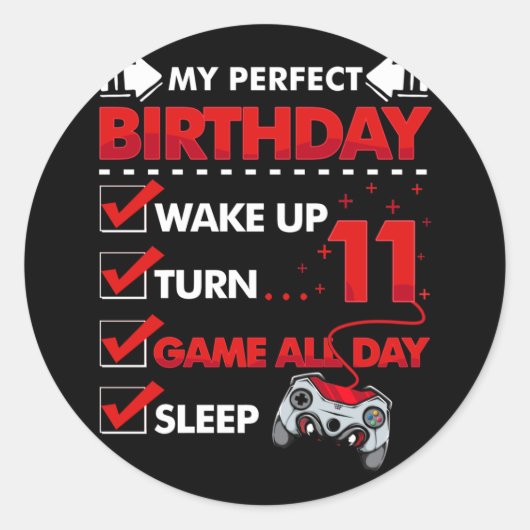 11-jarige gamer Boy 11st Perfect Birthday Gaming Ronde Sticker (Voorkant)