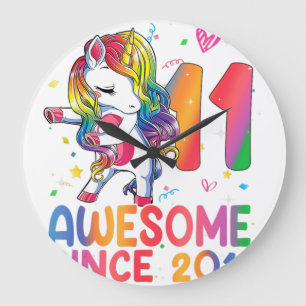 11-jarige Gifts Girls Tiener Dabbing Unicorn 11th Grote Klok