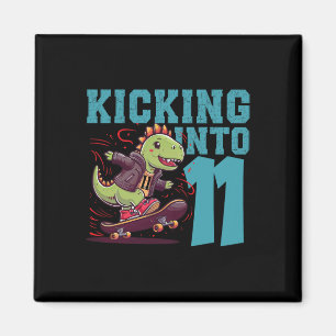 11-jarige skater skateboarden T-rex dinosaurus Bi Magneet