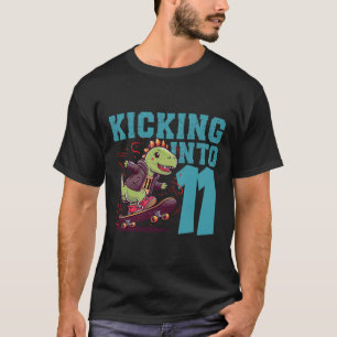 11-jarige skater skateboarden T-rex dinosaurus Bi T-shirt