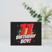 11-jarige superheld verjaardag jongen 11e verjaard briefkaart (Staand voorkant)