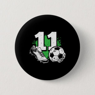 11-jarige verjaardag jongen Voetbalspeler Voetbal Ronde Button 5,7 Cm