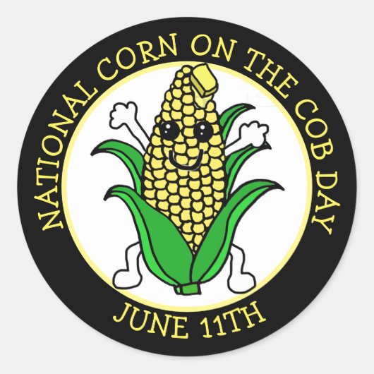 11 juni is National Corn op de Cob Day Classic Ronde Sticker (Voorkant)