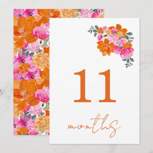 11 maanden oude roze en oranje baby mijlpaal kaart