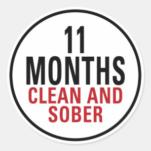 11 maanden Schone en Sober Ronde Sticker