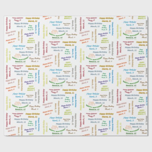 11 Maart Verjaardags Cadeaupapier (Vlak)