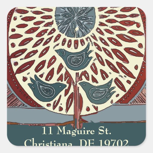 11 Maguire Abstracte blauwe vogels Vierkante Sticker (Voorkant)