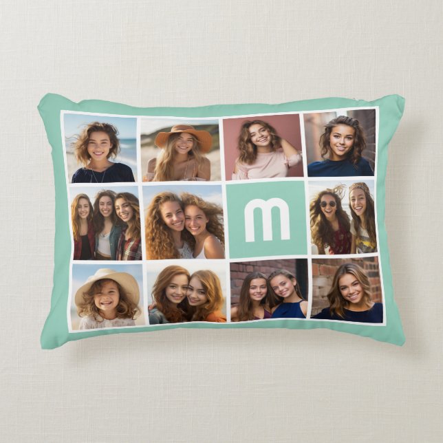 11 Naam industriële fotoraster - aqua Accent Kussen (Voorkant)