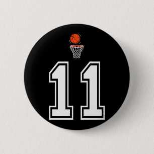 11 Nummer Basketbal Stijl Wit Premium Ronde Button 5,7 Cm