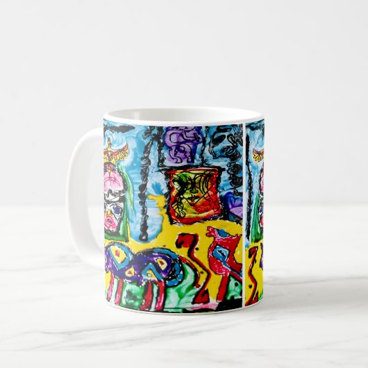 11 OZ—ABSTRACTE PAARSE BUFFEL KOFFIEMOK (Voorkant links)