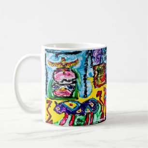 11 OZ—ABSTRACTE PAARSE BUFFEL KOFFIEMOK