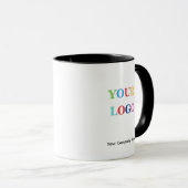 11 oz Black Inside Mug Employee Name Business Logo Mok (Voorkant rechts)