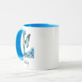11 oz Bloemend blauw gemerkt koffiemok Mok (Voorkant links)