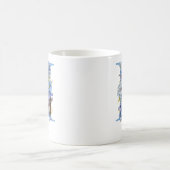 11 oz Bloemend blauw Monogram koffiemok (Center)
