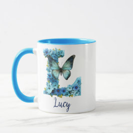 11 oz Bloemend blauw Monogram koffiemok Mok