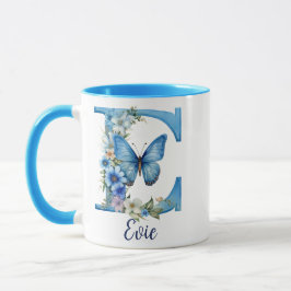 11 oz Bloemend blauw Monogram koffiemok Mok