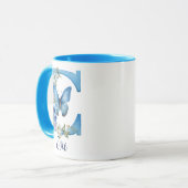 11 oz Bloemend blauw Monogram koffiemok Mok (Voorkant links)