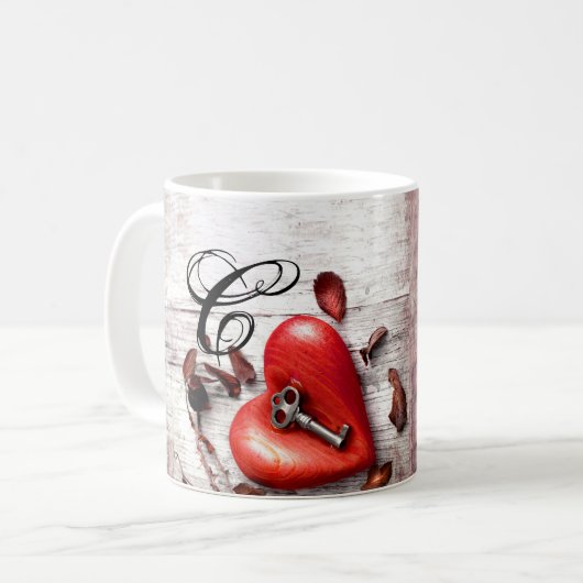 11 Oz. Coffee Mok Country Wood Key naar mijn harts (Voorkant links)