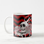 11 oz. Coffee Mugskull Roos gothic Chevron zwart r Koffiemok (Links)