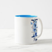 11 oz Floral Blue Monogrammed Coffee Mok (Voorkant rechts)